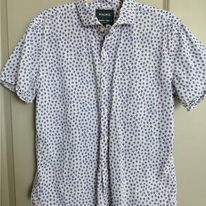 Bonobos Men's White and Blue Strawberry Patter Shirt Size Medium